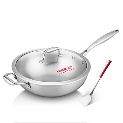 

Jingdong Supermarket Cooking King&39s Wok 304 Stainless Steel Uncoated Cooking Pot 32cm Oil-free Pot with Induction Cooker Gas Gas Stove Explosion Fire Universal with Cover WG14832