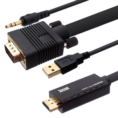 

JASUN VGA to HDMI conversion cable 10 meters high-definition TV monitor line Notebook desktop TV projector support 1080P JS-086
