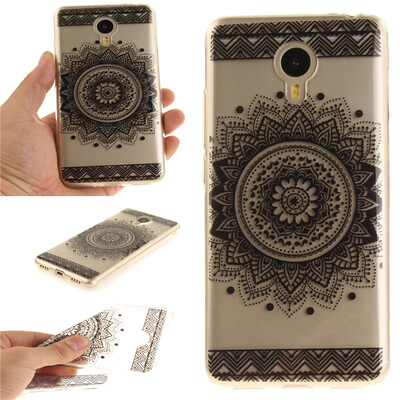 

Black mandala Pattern Soft Thin TPU Rubber Silicone Gel Case Cover for MEIZU Note 3