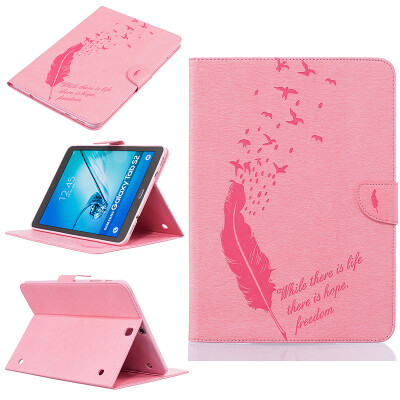 

Pink feathers Style Embossing Classic Flip Cover with Stand Function and Credit Card Slot for SAMSUNG GALAXY Tab S2 T815C