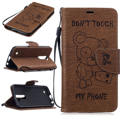 

кофе Медведь Стиль Тиснение Классический откидная крышка с подставкой Функция и слот кредитной карты для LG K10