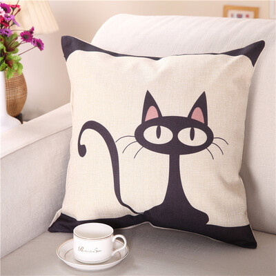 

Jiuzhou deer home card cartoon flax style pillow with core black meow 45x45cm sofa cushions office pillow bedside backrest car waist cushions waist pillow