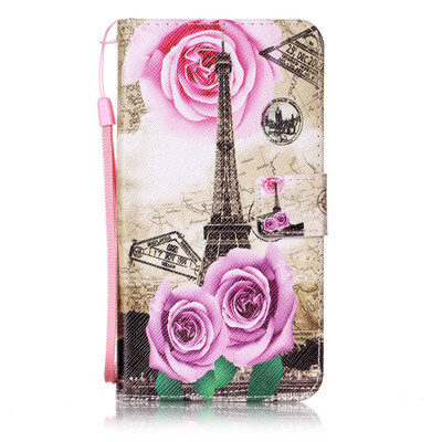 

Дизайн цветочной башни Кожа PU откидной крышки Кошелек для карты памяти Чехол для LG LS775
