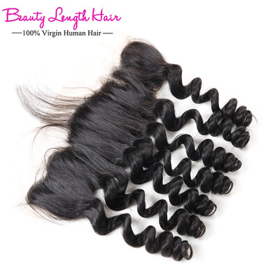 

Malaysian Loose Wave Lace Frontal Closure 1pc lot 130% Density Malaysian Virgin Hair Loose Wave 13x4 Swiss Lace Frontal #1B