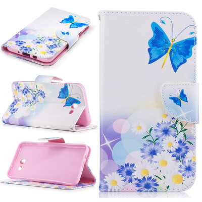 

Butterfly and flower Design PU Leather Flip Cover Wallet Card Holder Case for SAMSUNG Galaxy J7 2017/J727P