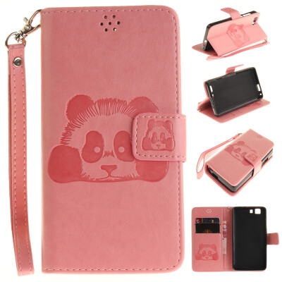 

Pink Panda Style Embossing Classic Flip Cover with Stand Function and Credit Card Slot for Dooge X5