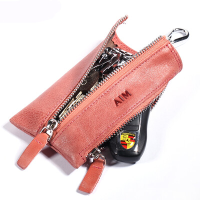 

AIM lady key bag fashion retro thunderbolt leather multi-functional male&female key chain bag card package 16KB0011 watermelon red