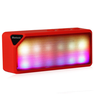 

X3S Mini Multi-Color Flash LED Light Wireless Speaker with Built-in Microphone Support USB AUX FM Radio TF Card