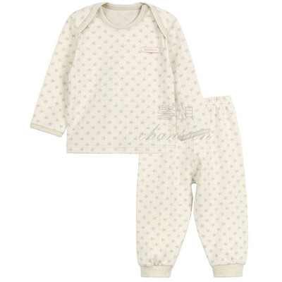 

Xin Song baby jacquard color cotton envelope collar suit newborn spring and autumn color cotton underwear shirt pants suit natural green C293D73