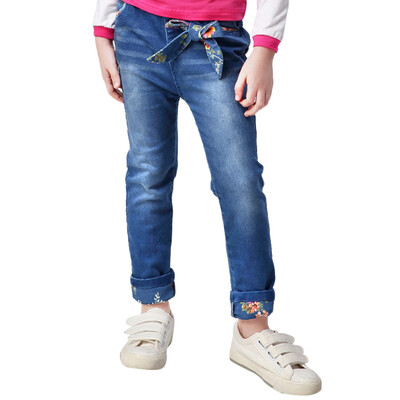 

Xin Song girl bow bow jeans in the big children spring&autumn cowboy casual trousers trousers E054B 13056