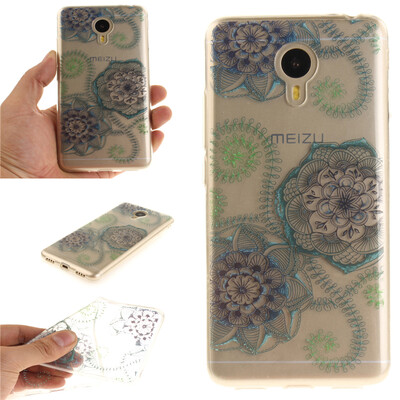 

Blue and green dream flower Pattern Soft Thin TPU Rubber Silicone Gel Case Cover for MEIZU Note 3