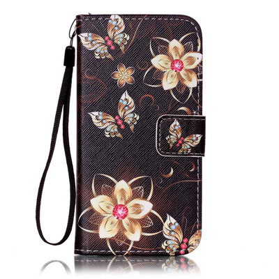 

Gold Butterfly Flower Design PU Leather Flip Cover Wallet Card Holder Case for IPHONE 6