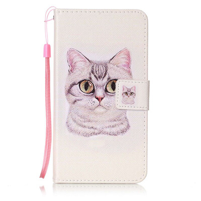 

Short Hair Cat Design PU Leather Flip Cover Wallet Card Holder Case for LG X Power