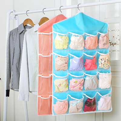 

Jingdong supermarket green reed door storage bag storage bag wardrobe underwear socks debris classification hanging bag 2 loaded  hook 6