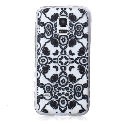 

Черные цветы Pattern Мягкая обложка Тонкий ТПУ резиновый силиконовый гель чехол для SAMSUNG GALAXY S5 Mini