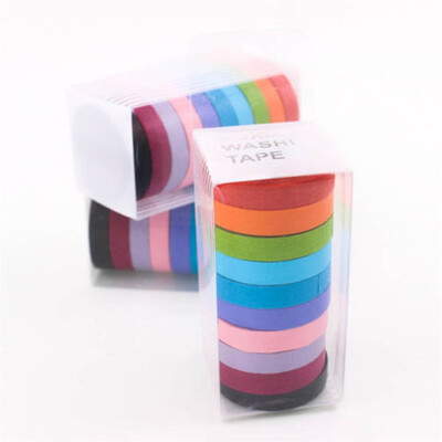 

10 x Colorful Candy Masking Tape Mini Set Colour Box 8MM Washi Decor Sticky