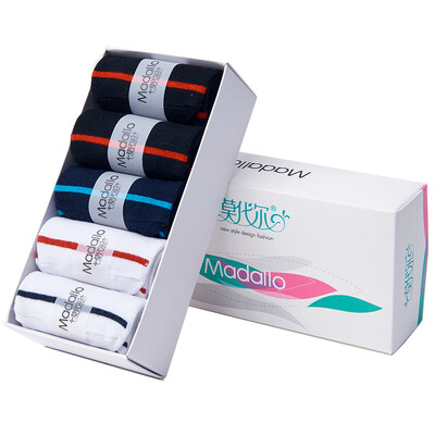 

Modal men socks short stripes strip breathable cotton socks male mixed color 5 double gift box uniform