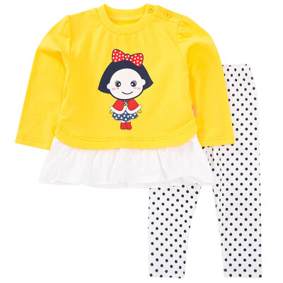 

(TINSINO) new girl suit baby clothes baby long-sleeved sweater children's trousers two-piece set THY0512440H6 cloak girl light yellow 100