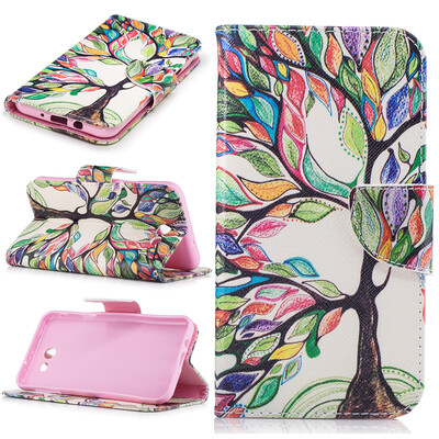 

Colorful tree Design PU Leather Flip Cover Wallet Card Holder Case for SAMSUNG Galaxy J7 2017/J727P