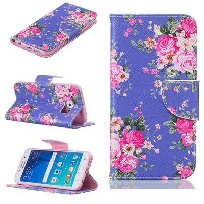 

Purple flowers Design PU Leather Flip Cover Wallet Card Holder Case for SAMSUNG GALAXY S6 Edge