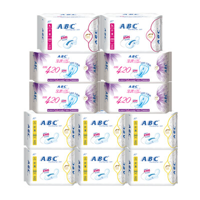 

ABC KMS series of soft surface slim sanitary napkin special equipment package 12 daily 8 6 package night with 8 2 package extra night with 3 4 pack