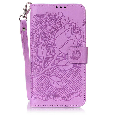

Purple Rose Design PU Leather Flip Cover Wallet Card Holder Case for SAMSUNG A310