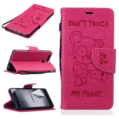 

Rose Bear Embossed PU Leather Wallet Case Classic Flip Cover with Stand Function and Credit Card Slot for HUAWEI P9