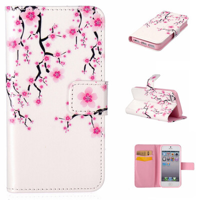 

Plum blossom Design PU Leather Flip Cover Wallet Card Holder Case for IPHONE 5S/5SE