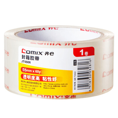

COMIX) single package 55mm * 60y (54.9 meters) high transparent tape wide sealing tape office stationery JT5506