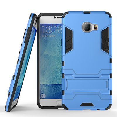 

Blue Slim Robot Armor Kickstand Shockproof Hard Rugged Rubber Back Case For SAMSUNG GALAXY C7