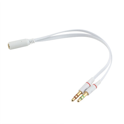 

New Any 3.5mm Female to 2 Male Headphone With Mic Audio Y Splitter Cable