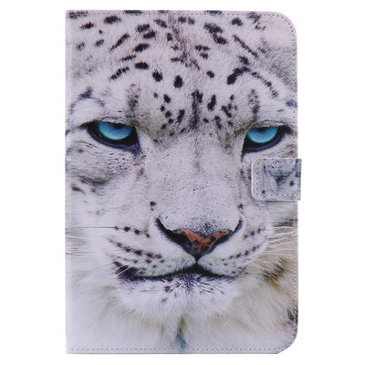 

White Leopard Design PU Leather Flip Cover Wallet Card Holder Case for IPAD mini4