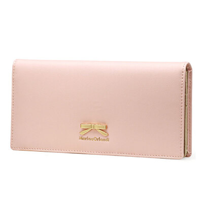 

Ma Lianan cowhide sweet ladies bow long wallet pink
