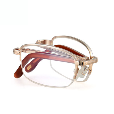

Father LaoYeZi high-definition optical resin folding portable men&39s reading glasses metal half-frame old light aging glasses 7016 silver frame single light 300 degrees