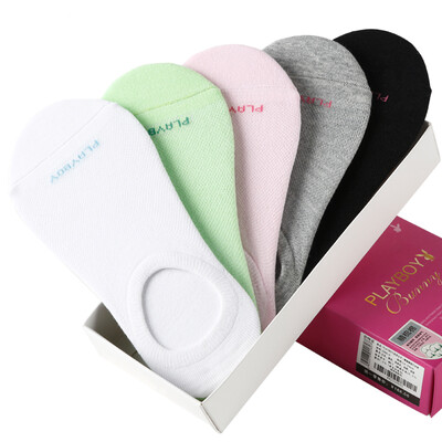 

[Jingdong Supermarket] Playboy socks female cotton socks comfortable socks heel dispenser non-slip socks socks four socks invisible socks 5 pairs of boxed mixed color 22-24cm