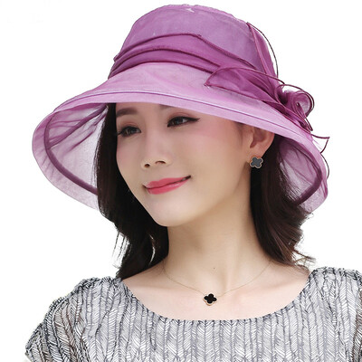 

Lan Shiyu M0550 shade female hat silk summer Korean version of sunscreen big along the mulberry silk hat sun hat deep purple
