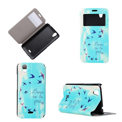 

Flying Birds Sky Design PU Leather Flip Cover Wallet Card Holder Case for Wiko Birdy