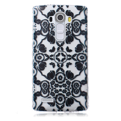 

Black flowers Pattern Soft Thin TPU Rubber Silicone Gel Case Cover for LG G4