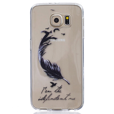 

Черные перья Pattern Мягкий Тонкий TPU Резиновый Силиконовый гель Чехол для SAMSUNG GALAXY S6