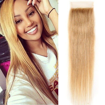 

7a Brazilian Straight Closure Cheap Middle Part Lace Closure Straight Human Hair 27 Colour 3 Way Part Honey Blonde Lace