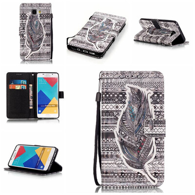 

Plumes Design PU Leather Flip Cover Wallet Card Holder Case for SAMSUNG A510