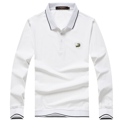 

CARTELO) long-sleeved T-shirt male lapel striped men's casual POLO shirt 16001KE0902 black