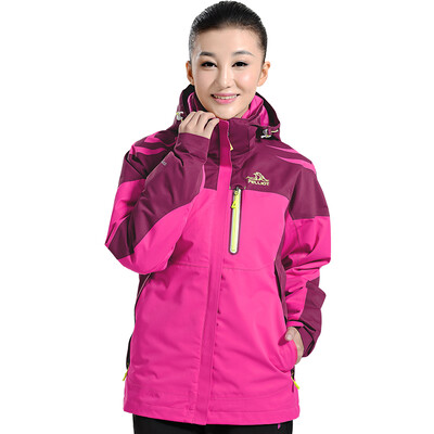 

Pellie and PELLIOT outdoor jackets men and women triple leather waterproof breathable couple ski suit two sets of 1762 female purple L