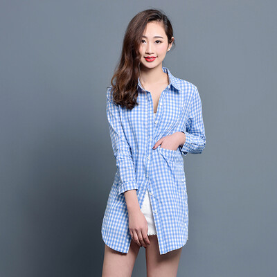 

KuoyiHouse 2017 spring new plaid shirt female long-sleeved cotton