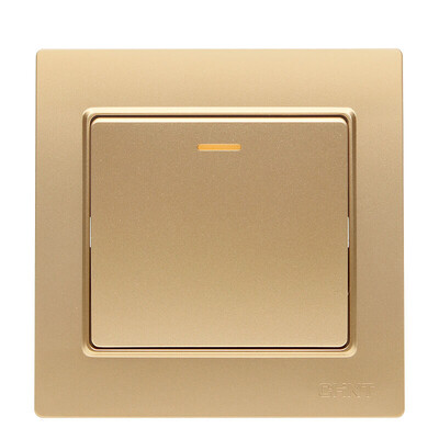 

Zhengtai (CHNT) socket panel switch socket three open double control champagne gold 7L series