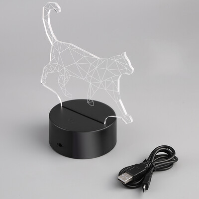 

3D Walking Cat переменчивый цвет LED ночник Pmma Иллюзия лампа кнопки касания