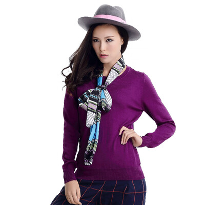 

MAZOE simple multi-color short section round collar wild knit bottom sweater M3028 light blue L