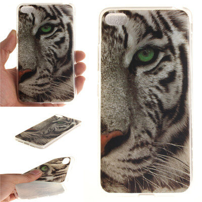 

White Tiger Pattern Soft Thin TPU Rubber Silicone Gel Case Cover for Lenovo S90-t