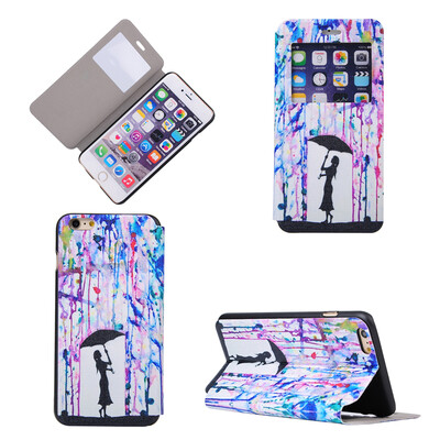 

Girl under Umbrella Design PU Leather Flip Cover Wallet Card Holder Case for iPhone 6 Plus6S Plus
