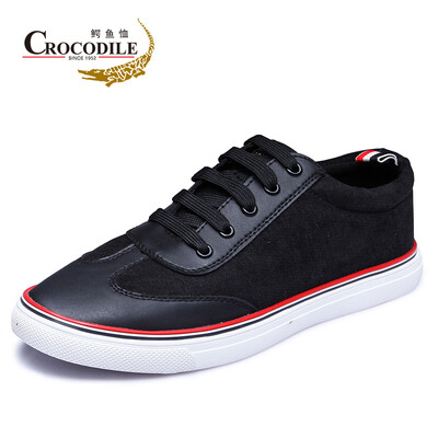 

Крокодил CROCODILE Мужская мода Повседневная обувь Tie Tide Canvas Shoes Breathable Casual Shoes Low Help Board Shoes Foot Foot Plate Shoes 6G041 Black 40